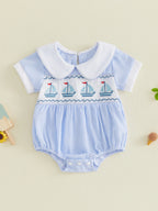 Sailboat Embroidered Romper