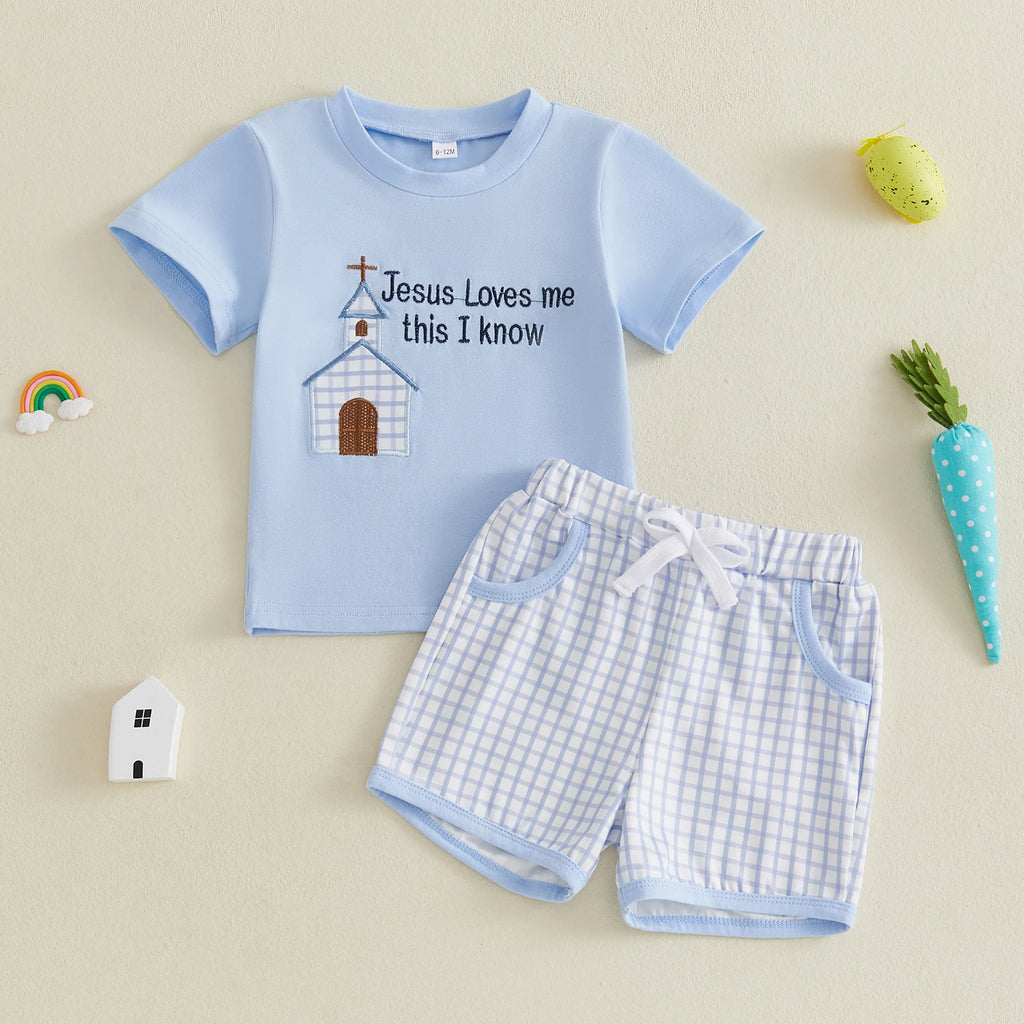 Easter Plaid Shorts Set