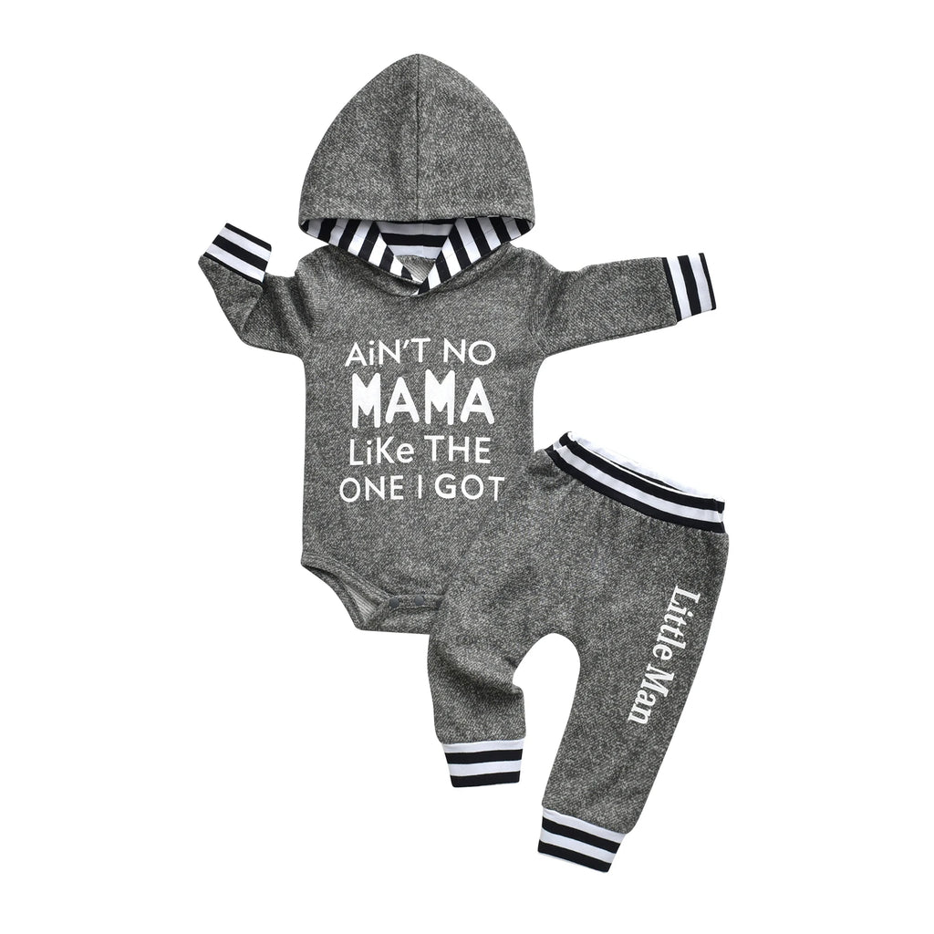 Hooded Romper Pants Set