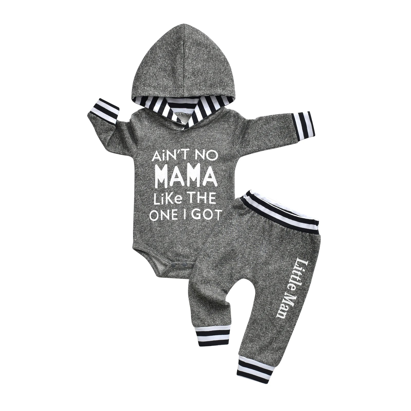 Hooded Romper Pants Set