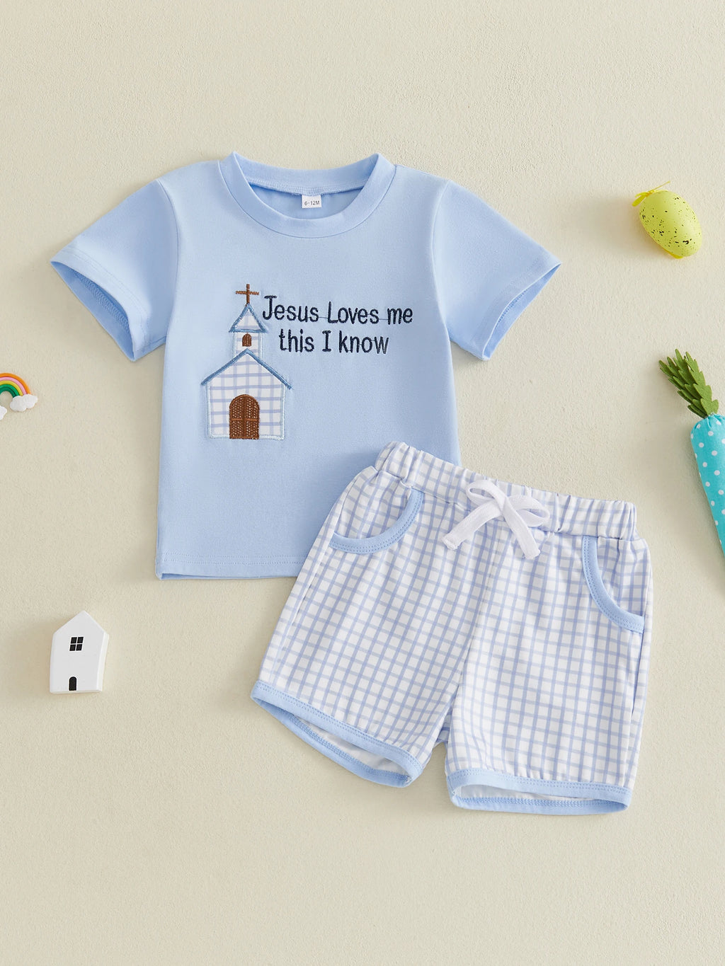 Easter Plaid Shorts Set
