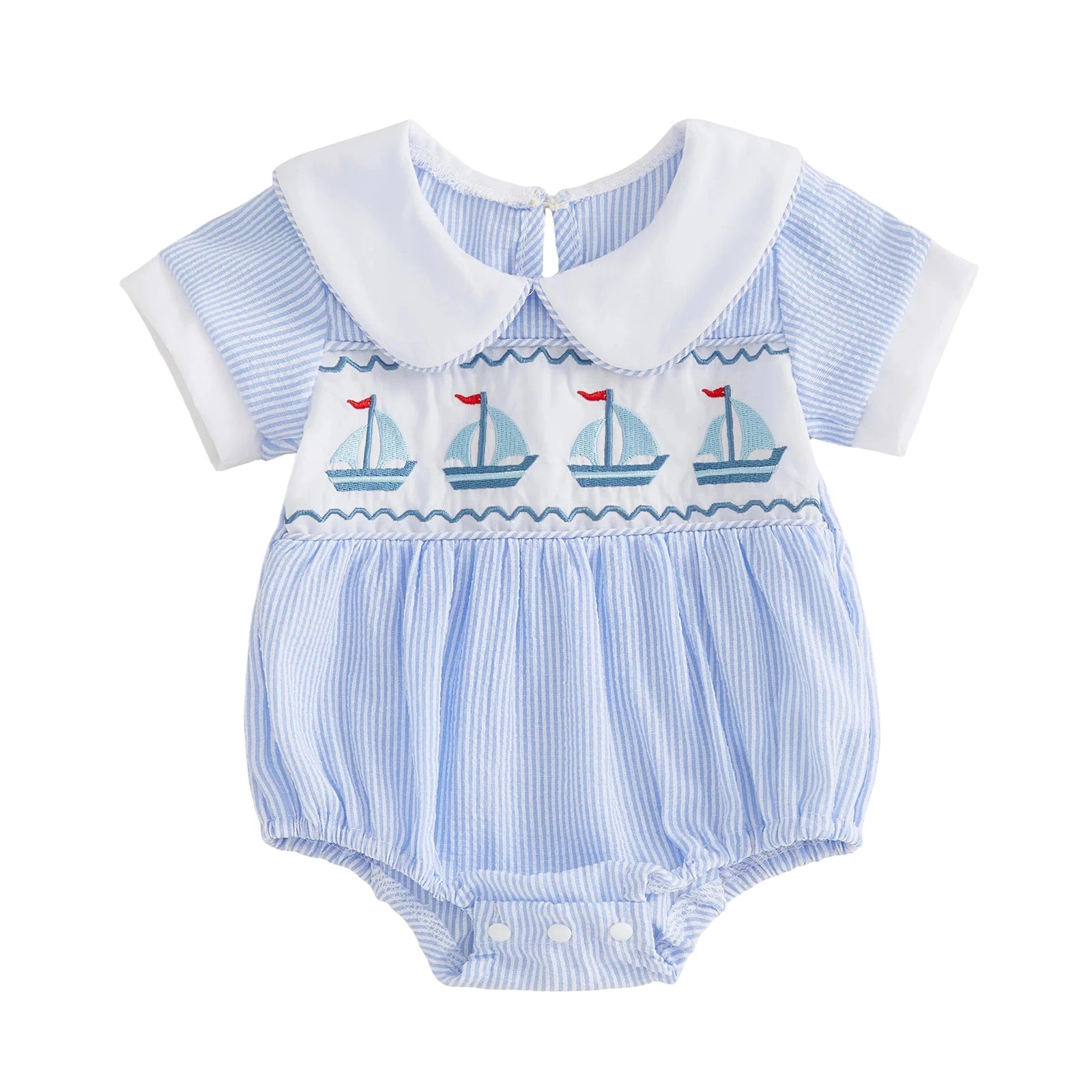 Sailboat Embroidered Romper